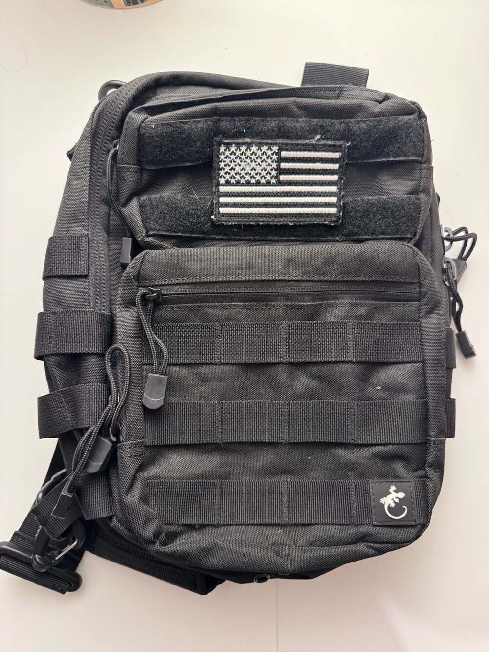Tactical Military EDC Sling Backpack Crossbody Chest Bag American Flag Patch